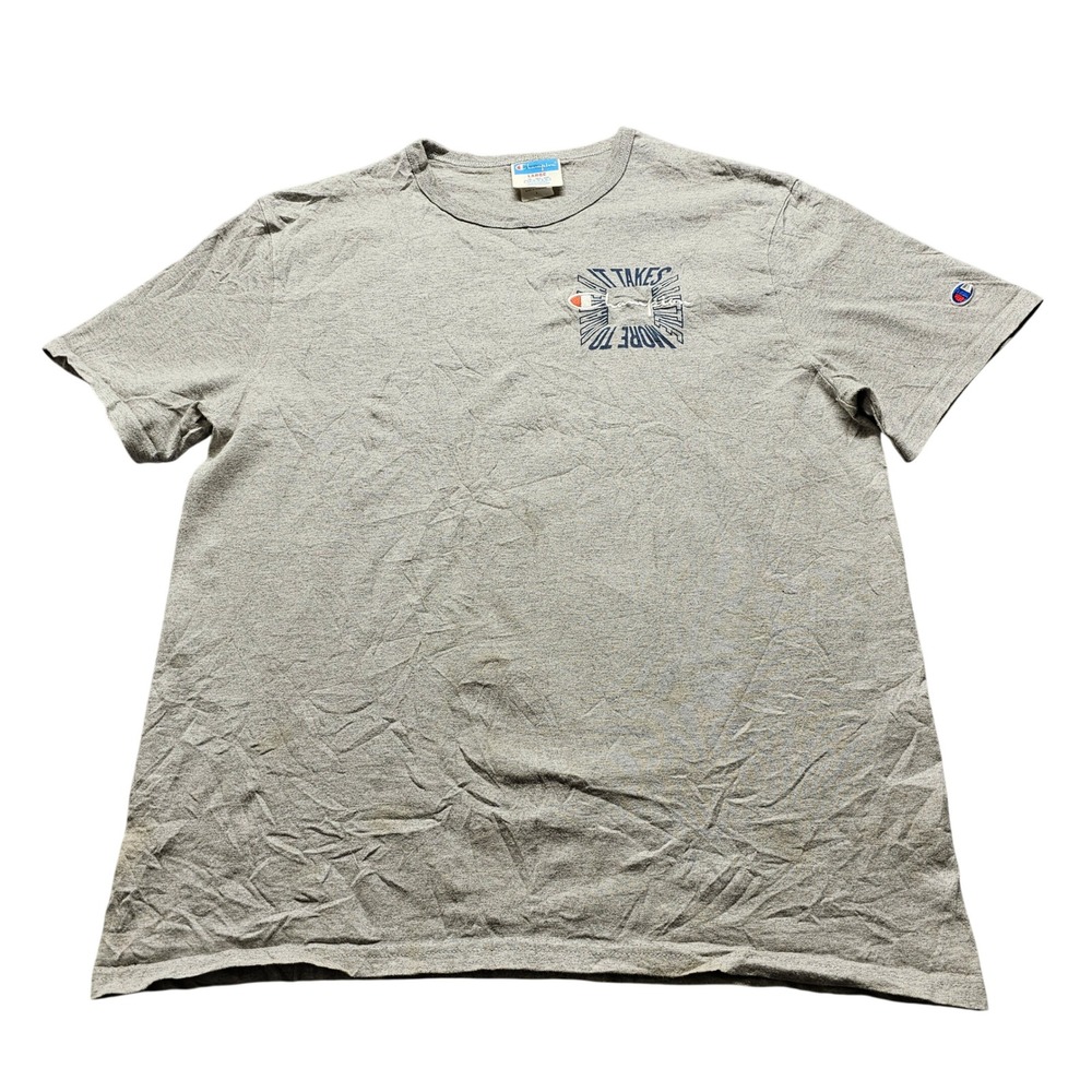 Champion Graphic T-Shirt Mens Large Gray Short Sleeve Cotton Blend GT19 Tee